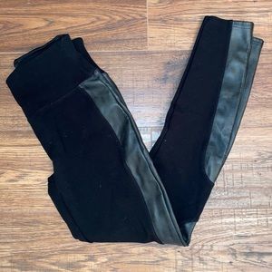 Spanx black leggings with faux leather side